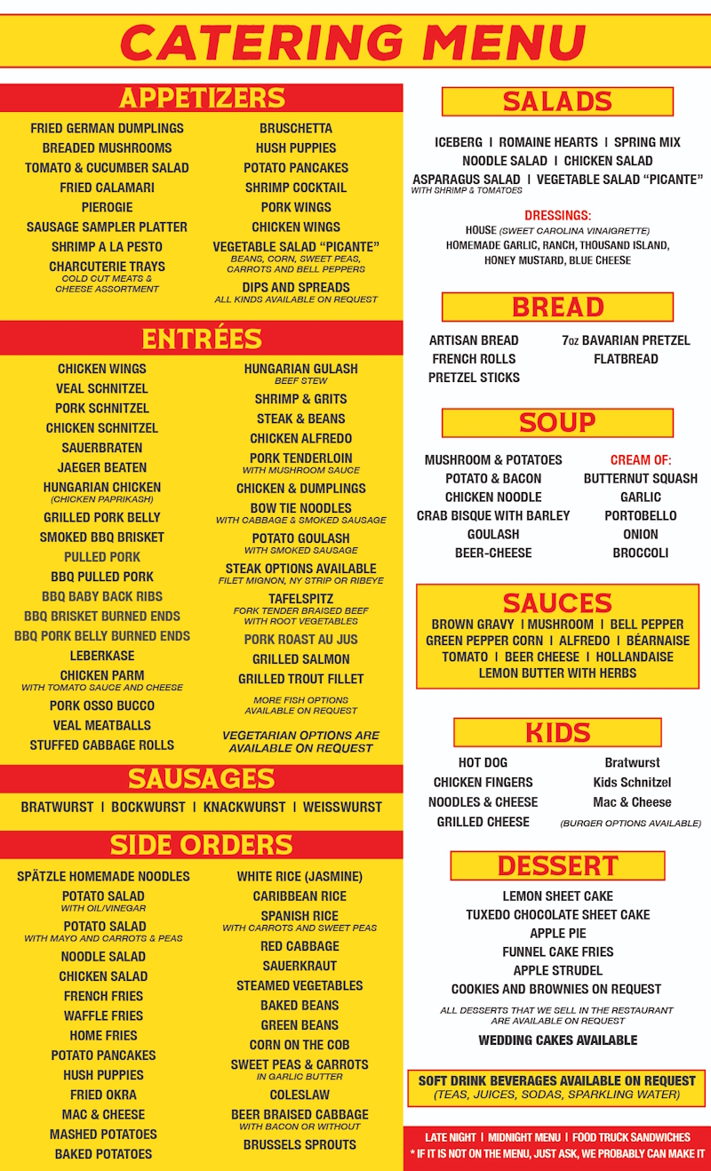 Myrtle Beach Food Trucks catering menu for 2026 by COV Catering Food Trucks